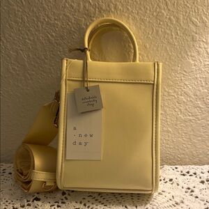 a new day Pale Yellow Mini Crossbody Tote with Detachable Strap